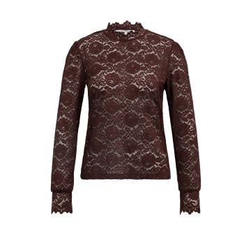 YAYA Kanten top met hoge halslijn Bordeaux rood foto 1