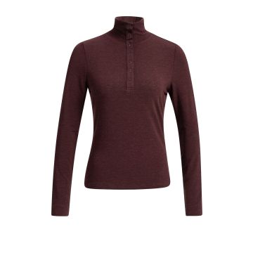 YAYA Top met lange mouwen en hoge halslijn met drukknoopsluiting Bordeaux rood foto 1