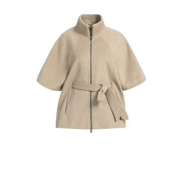 YAYA Zachte geweven wollen poncho-jas met ribboord Beige foto 1