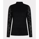 EsQualo Top lace lurex stretch Zwart