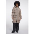 Rino Pelle Long padded hooded coat Zand