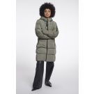 Rino Pelle Long padded hooded coat Groen