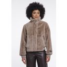 Rino Pelle Short faux fur jacket Taupe
