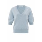 YAYA V-neck sweater with stitch det Lichtblauw