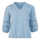 Enjoy Blouson v-hals crochet tape Lichtblauw