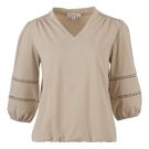 Enjoy Blouson v-hals crochet tape Zand