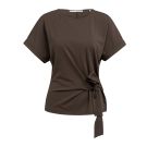 YAYA Top met ronde hals en knoopdetail Bruin
