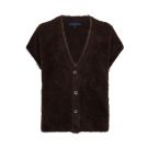 Red Button Sleeveless Fuzzy Espresso