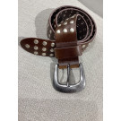 Trezz Riem 4cm met 3rijen studs Bruin