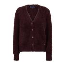Red Button Cardigan fuzzy Bordeaux rood