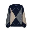 Red Button Argyle sweater Navy