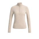 YAYA Top met lange mouwen en hoge halslijn met drukknoopsluiting Beige