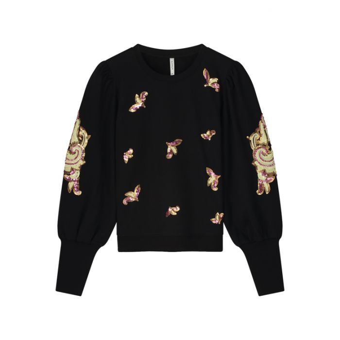 Summum Puff sleeve Embellished Sweater Zwart LAVIE Womenswear