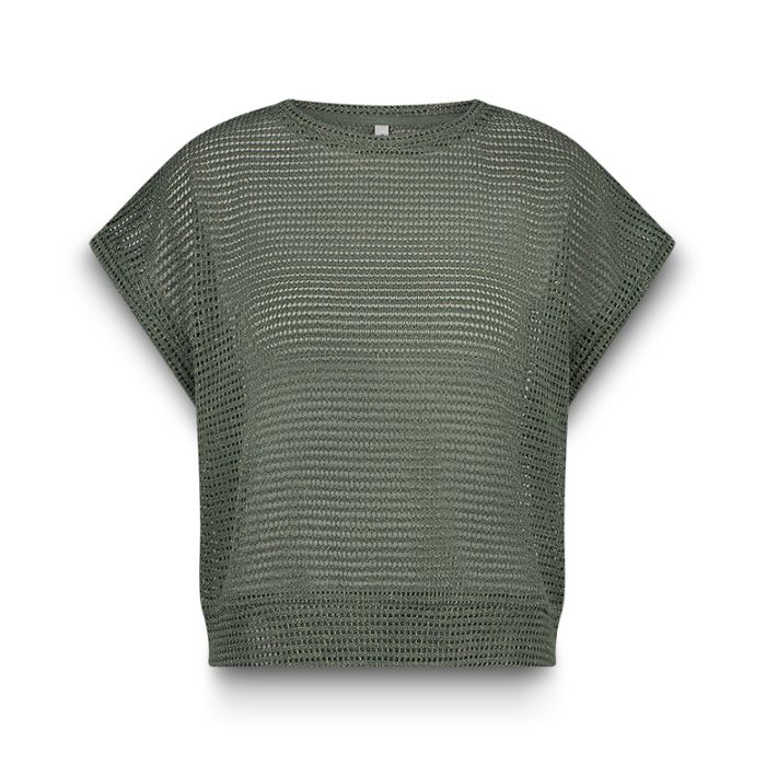 にょ！refomed REVERSIBLE L/S TEE Summum Oversized top gauze Groen | LAVIE Womenswear