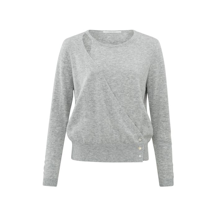 YAYA Cardigan met overlaping l/s Licht grijs | LAVIE Womenswear
