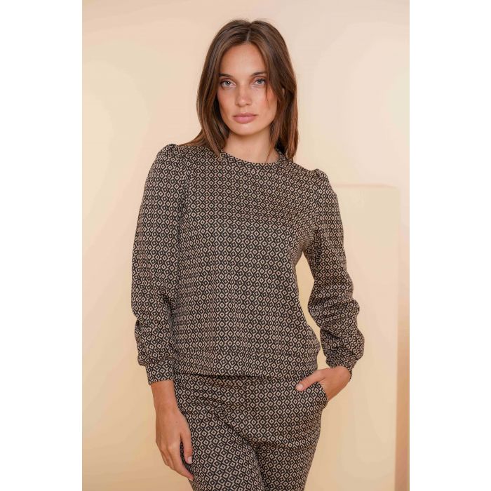 Geisha Top jacquard 2 tone Zwart LAVIE Womenswear