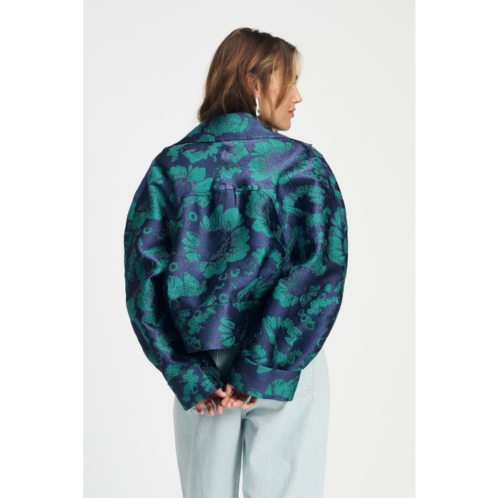 POM Amsterdam JACKET - Floral Jacquard Fresh Blue Blauw | LAVIE