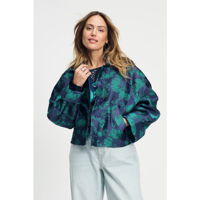 POM Amsterdam JACKET - Floral Jacquard Fresh Blue Blauw | LAVIE