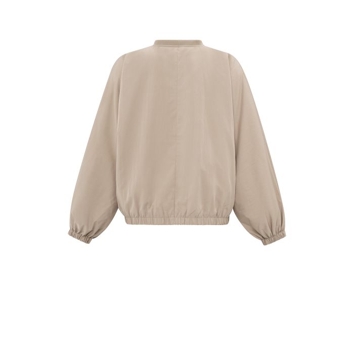 YAYA Nylon cropped bomber jacket Zand | LAVIE Womenswear