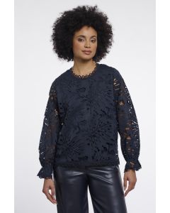 Rino Pelle Blouse with balloon sleeves Blauw foto 1
