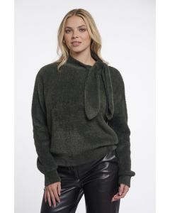 Rino Pelle Pullover with bowtie neckline Groen foto 1