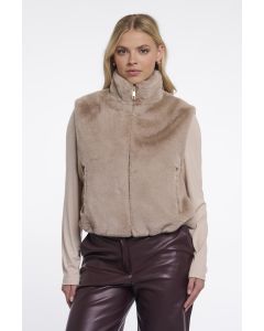 Rino Pelle Short faux fur waistcoat Beige foto 1