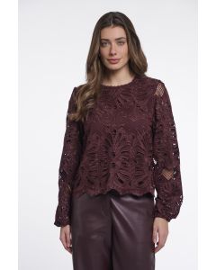 Rino Pelle Long balloon sleeve blouse Bruin foto 1