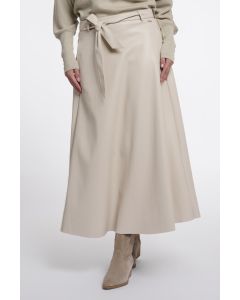 Rino Pelle Faux leather skirt with belt Beige foto 1