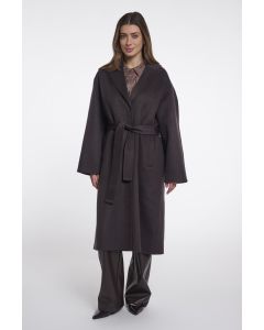 Rino Pelle Coat with belt Bruin foto 1