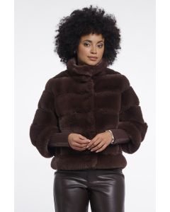 Rino Pelle Jacket with rib cuffs Bruin foto 1