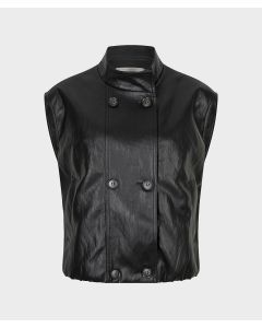 EsQualo Gilet balloon double breasted PU crinkle Grijs foto 1