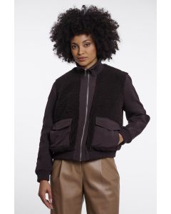 Rino Pelle Mixed material cardigan with zipper Bruin foto 1
