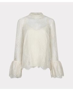 EsQualo Blouse trumpet sleeve lace Ecru foto 1
