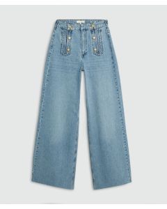 JOSH V JV-RUMO high-waisted wide leg jeans Blauw foto 1