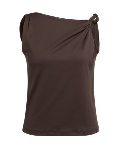 YAYA Top met gedraaide schouderband Bruin foto 1