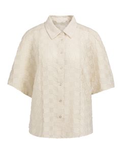 YAYA Jacquard blouse met korte mouwen Beige foto 1