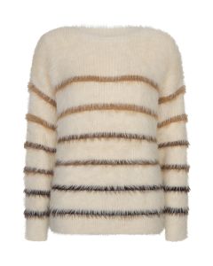 Red Button Fuzzy sweater & stripe Bruin foto 1