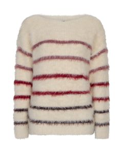 Red Button Fuzzy sweater & stripe Bordeaux rood foto 1