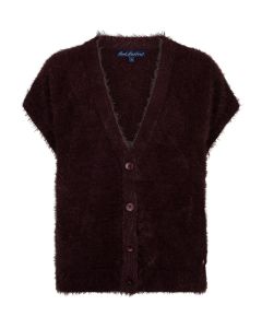 Red Button Sleeveless Fuzzy Bordeaux rood foto 1