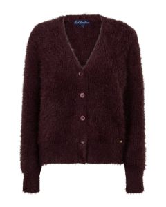 Red Button Cardigan fuzzy Bordeaux rood foto 1