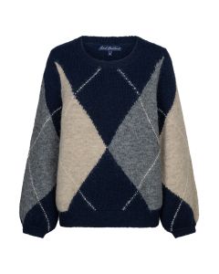 Red Button Argyle sweater Navy foto 1