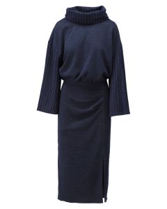 K - Design Midi jurk met krijtstreep fantasie Navy foto 1