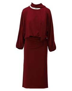 K - Design Maxi jurk met dolmanmouw Rood foto 1