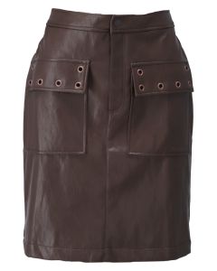 K - Design Korte rok in lederlook met fantasie Bruin foto 1