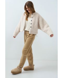 YAYA Oversized korte jas van imitatiebont Beige foto 1