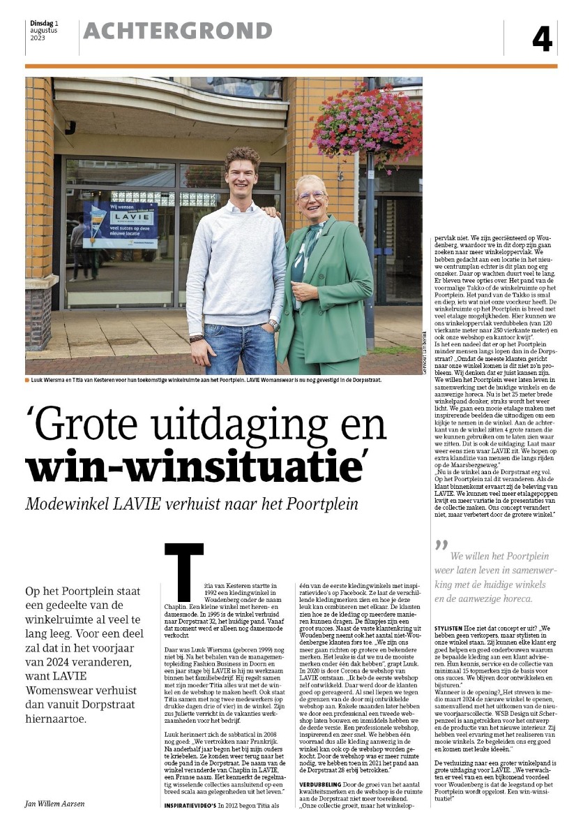 LAVIE gaat verhuizen naar grotere winkel